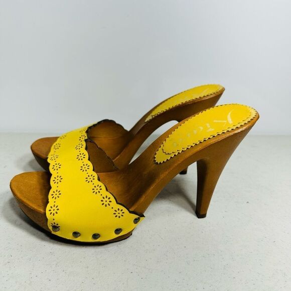 Zoccoli da donna con Fiori Laserati TACCO 11 - K23301 GIALLO 40-9 - Picture 4 of 7